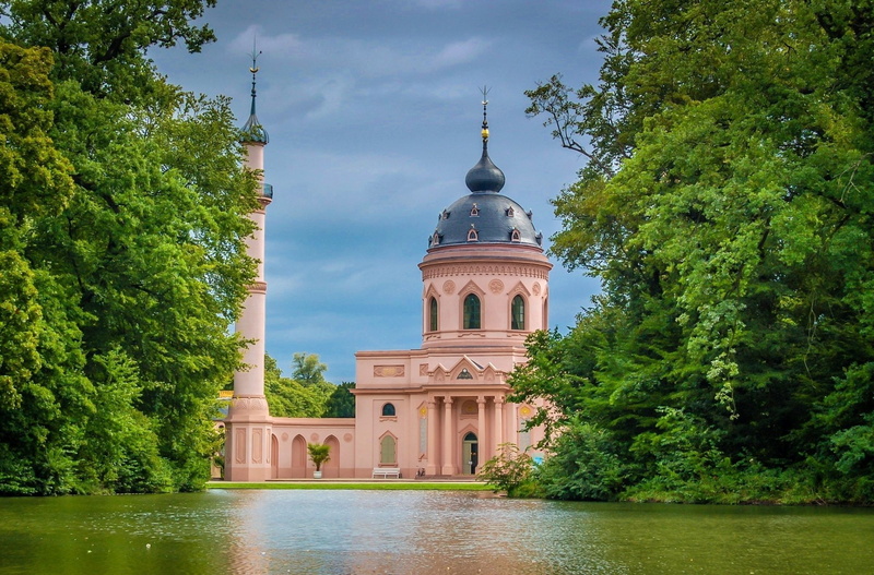 Schwetzingen Mosque, Schwetzingen, Building, Baden-Württemberg, Mosque, Germany, Pink Mosque, Lake, 1080P, Religious, Mosques