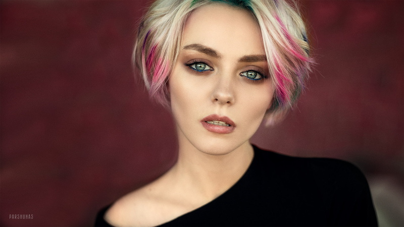 face, women, portrait, blonde, Anton Parshunas, 1080P, dyed hair