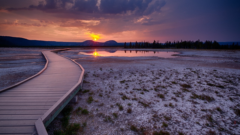 sunset, nature, pictorial, 2K, landscapes, yellowstone