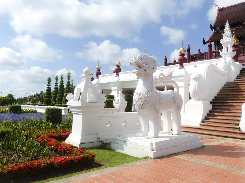 haw kham luang, white color, cultures, no people, sculpture, asia, flower, religion, plant, architecture, thailand, outdoors, 2K, representation, traditional
