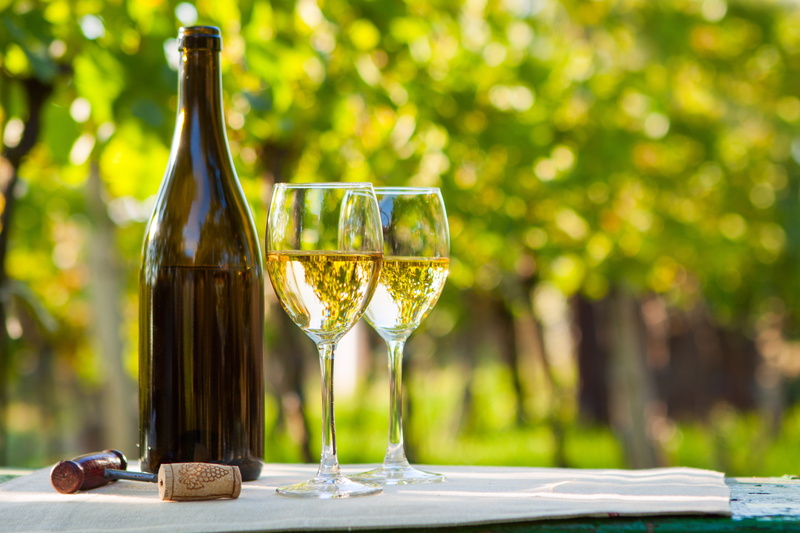 wine, bottle, white, bokeh, glasses, towel, table, greens, corkscrew, 4K