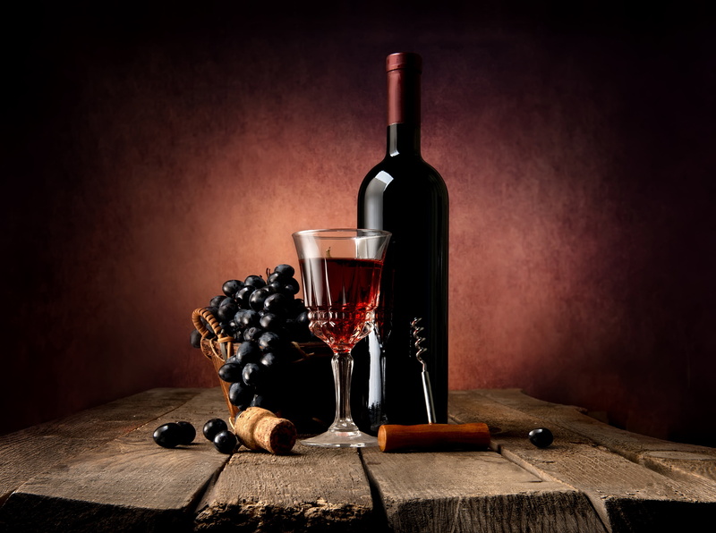 corkscrew, bottle, 4K, grapes, wine, glass