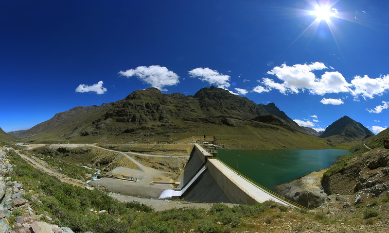 mountain summit, day, huanza, no people, transportation, scenics - nature, power plant, landscape, 8K, beauty in nature, blue, hydroelectric power station