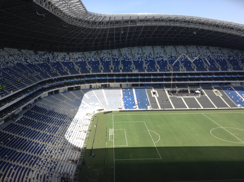 monterrey, vacuum, team sport, green color, mty, 2K, grass, sport, absence, architecture, bancomer, playing field, day, no people, sunlight, high angle view
