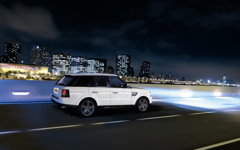 range, rover, night, lights, cars, hd, suv, land, 1080P, white
