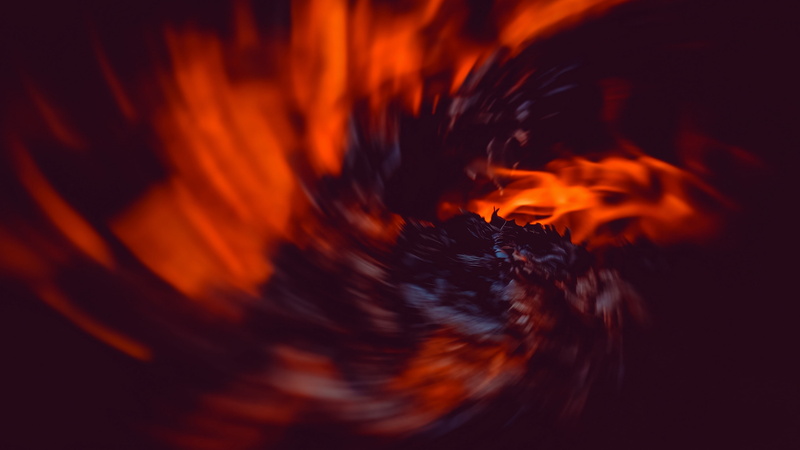 sign, nature, studio shot, heat - temperature, close-up, 4K, warning sign, no people, night, orange color, swirl, motion, outdoors, flame, vortex, black background