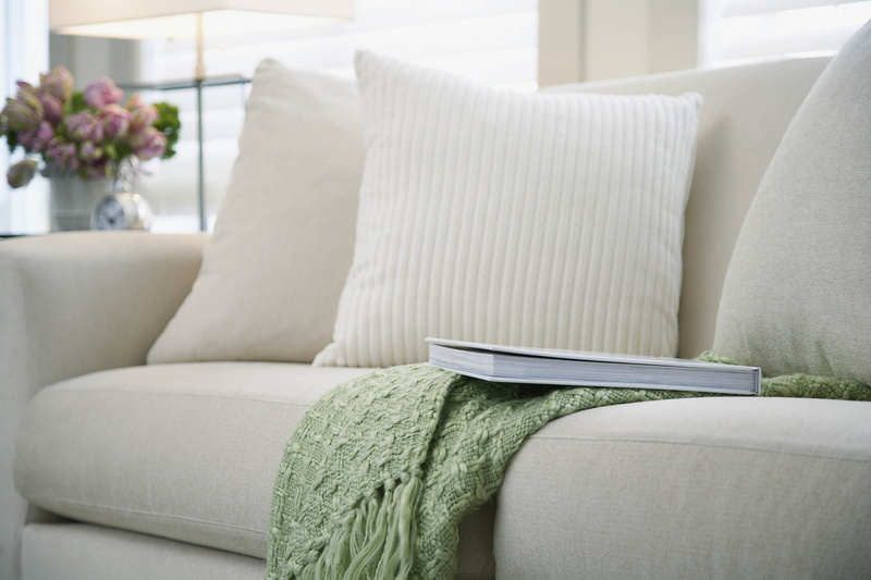 home Interior, simplicity, apartment, domestic Room, luxury, no People, lifestyles, pillows, coffee table, white color, green, publication, book, decor