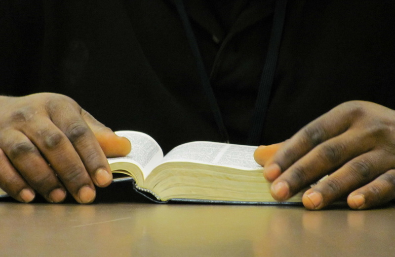 4K, publication, book, reading, close-up, desk, bible study, adult, indoors, men, bible, holding, activity, learning, human hand, one person, african american
