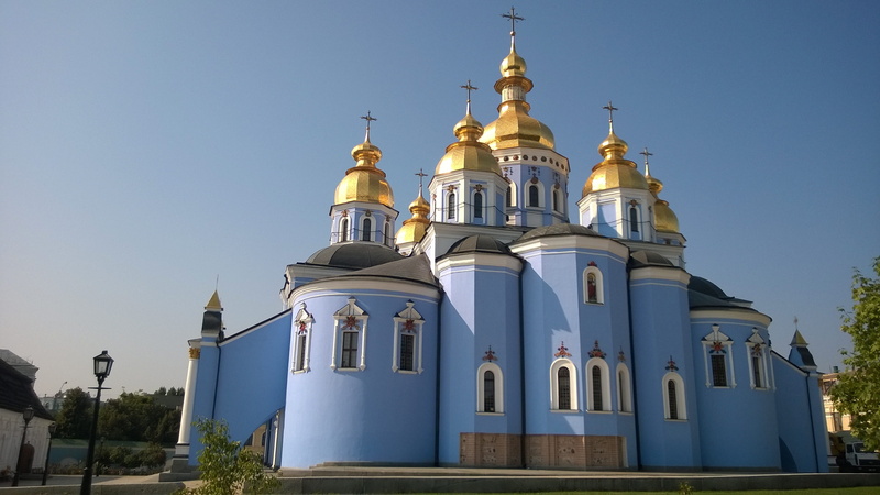 clear sky, spirituality, nature, building, travel destinations, Kiev, Gold, outdoors, history, blue, Ukraine, Church, belief, spire, building exterior