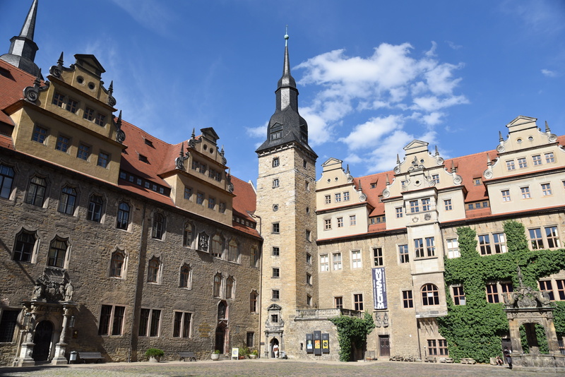 good weather, built structure, germany, day, Merseburg, green, Sky, blue, old town, Castle, spire, facade, town, old, landscape, the past, saxony-anhalt