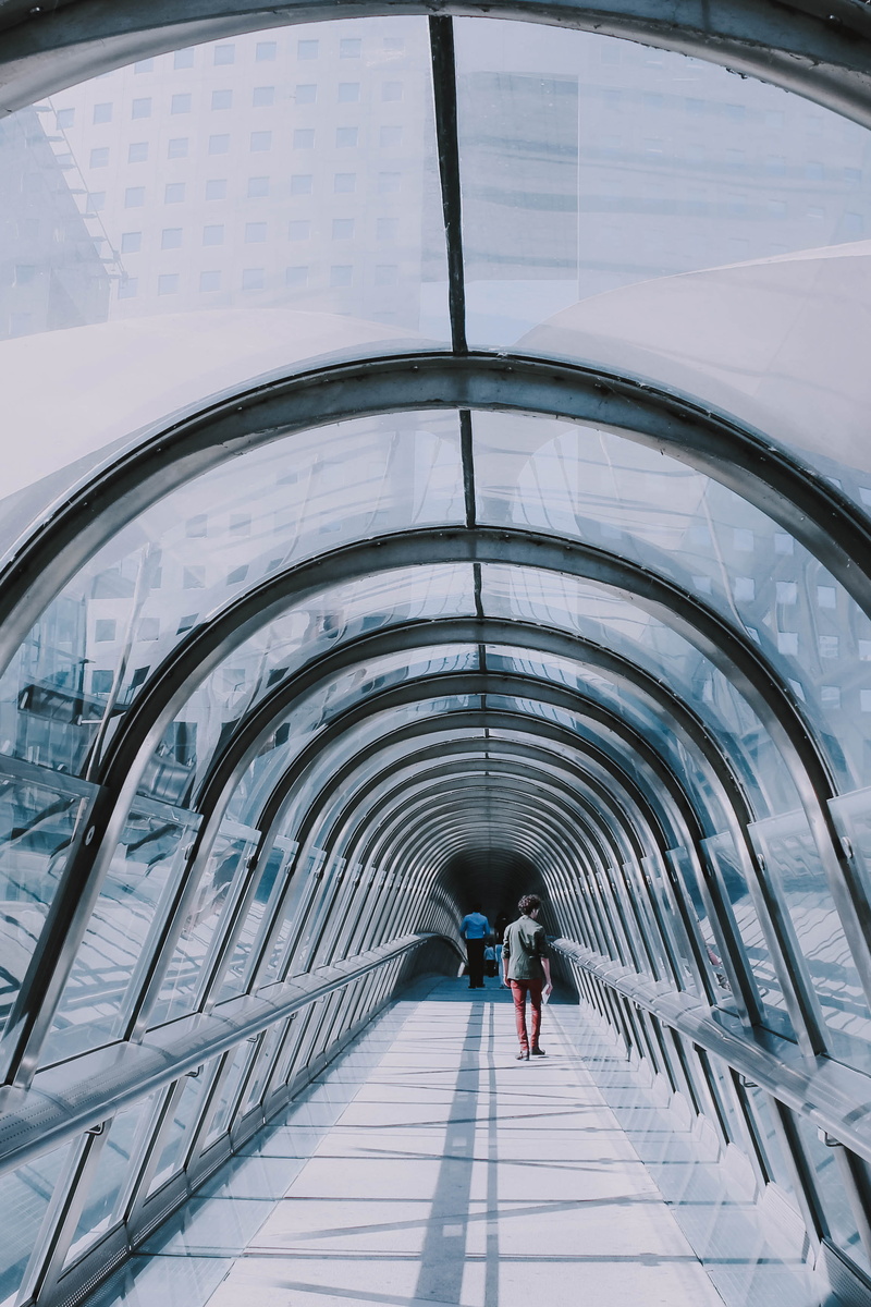 building, day, pedestrian, banister, men, tunnel, indoors, lifestyles, ceiling, human, architecture, walking, real people, the way forward, garden, skylight