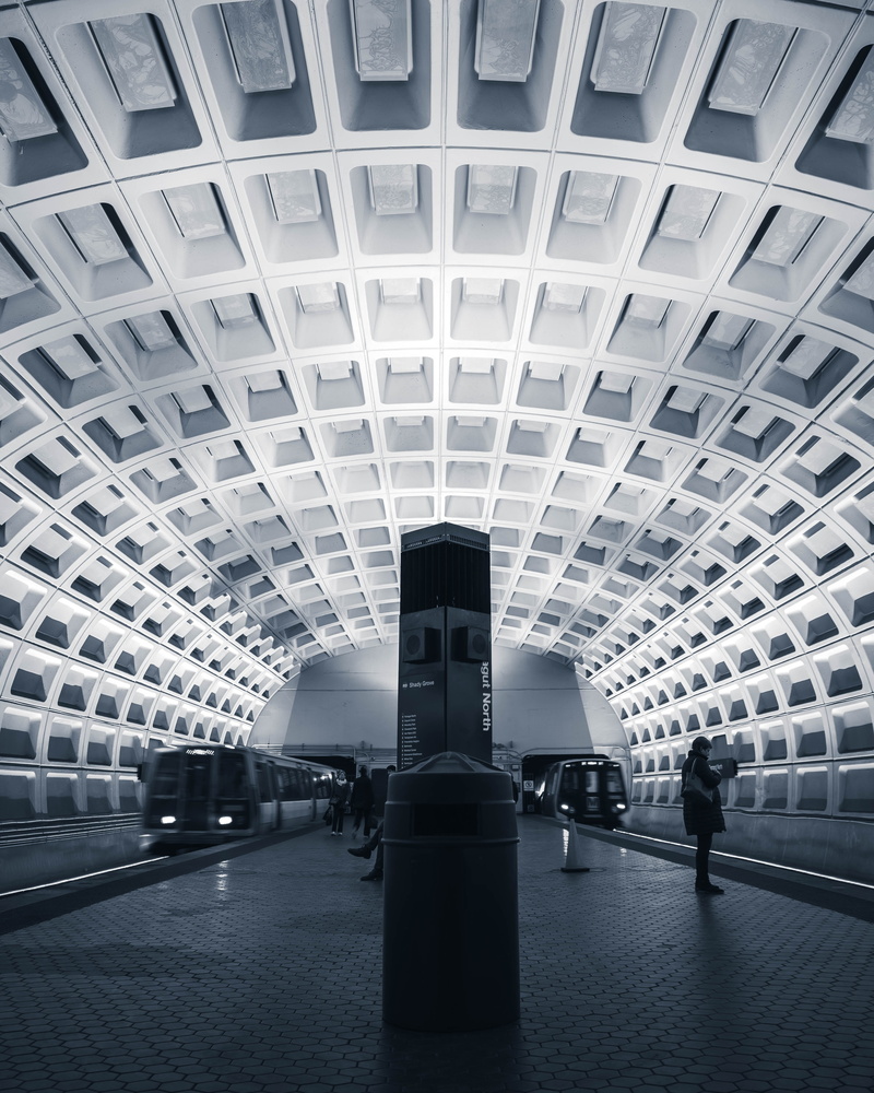 indoors, public transportation, automobile, tunnel, transportation, vehicle, corridor, train, built structure, car, lighting equipment, person, flooring