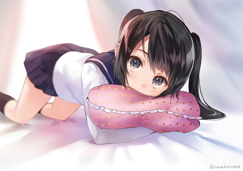 art and craft, young adult, pink color, young women, clothing, beautiful woman, real people, one person, lying down, 720P, twintails, childhood, anime school girl