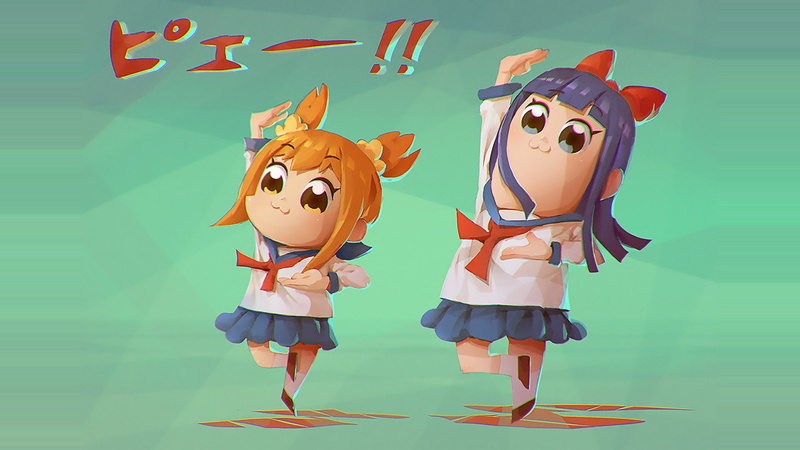 Pipimi, anime girls, Poputepipikku, Popuko, 1080P