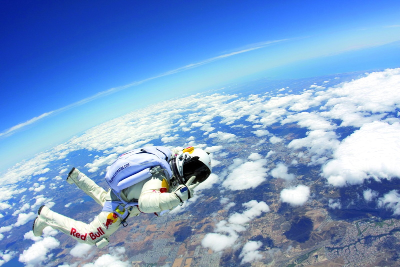 jump, outer, 1080P, art, aircraft, baumgartner, space, felix, hd, outer space