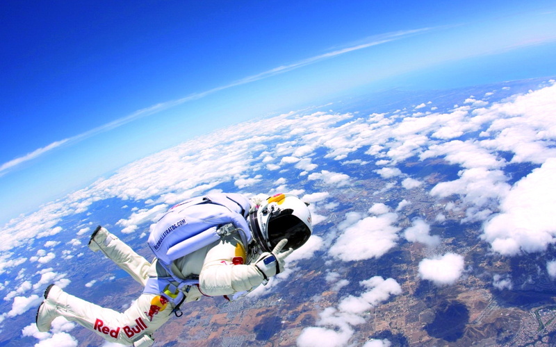 bull, baumgartner, skydiving, red, felix, 720P