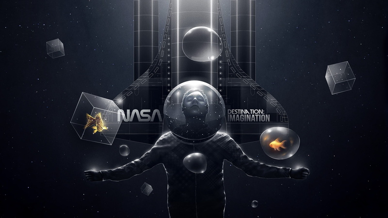 Suits, outer, spaceships, Cubes, baumgartner, fantasy, birds, stars, 2K, animals, bubbles, NASA, felix, space, imagination, particles, Dark, abstract