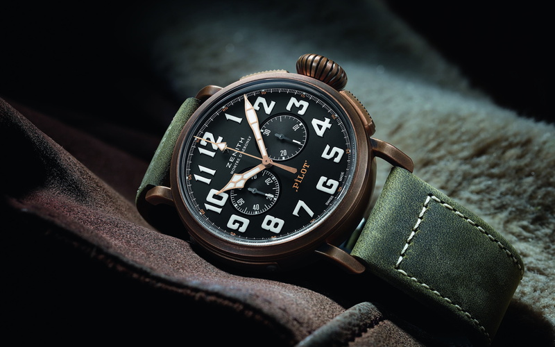 Swiss wrist watches luxury, Zenit, Zenith, Zenith Pilot Type 20 Extra Special Chronograph, analog watch, aviation watch in a bronze case, Swiss Luxury Watches