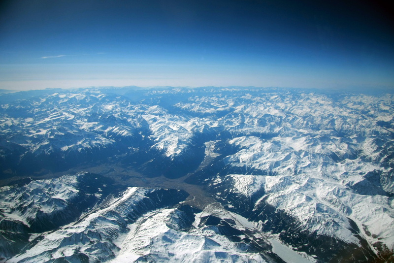 plane, high angle view, tranquility, blue, snowcapped mountain, winter, mountain peak, no people, environment, cold temperature, mountains, 2K, beauty in nature