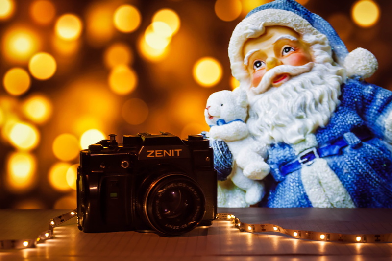 technology, people, led, indoors, celebration, warm clothing, clothing, camera, holiday, camera - photographic equipment, retro styled, christmas, santa