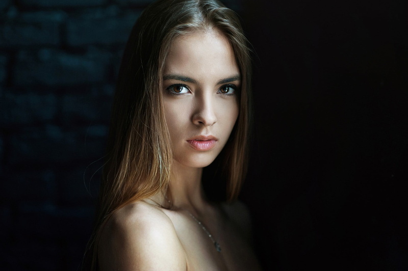 hairstyle, fashion, face, women, portrait, long hair, headshot, black background, 1080P, Victoria Lukina, young adult, beautiful people, body part, hair