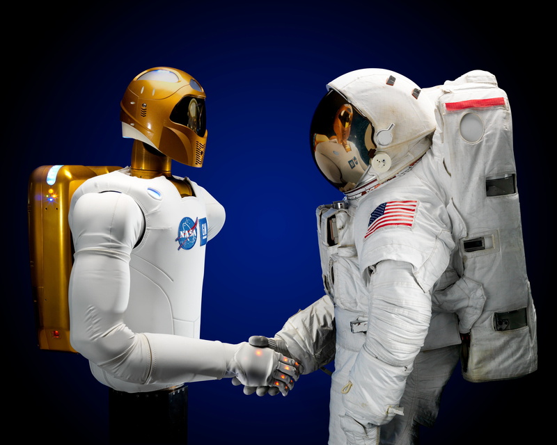 black background, futuristic, space suit, work helmet, helmet, communication, headwear, 4K, teamwork, astronaut, cooperation, science, figure, two people
