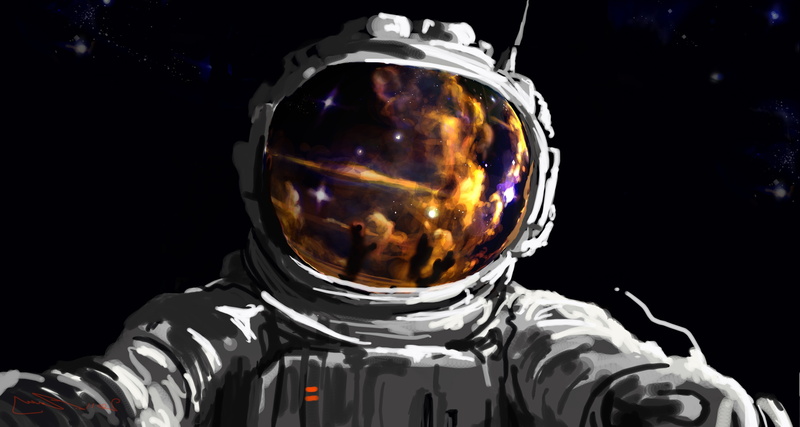4K, artwork fantasy art concept art space astronaut spacesuit stars digital art painting