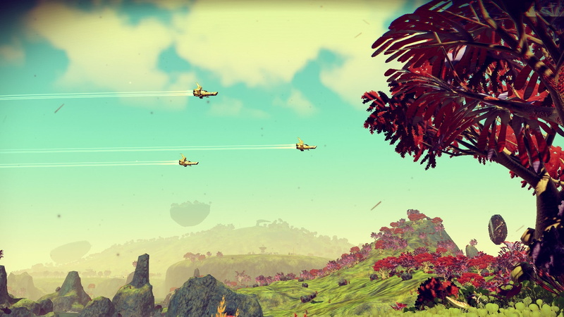 No Mans Sky, plant, growth, mid-air, travel, mountain, planet, beauty in nature, no people, video games, nature, scenics - nature, airplane, air vehicle