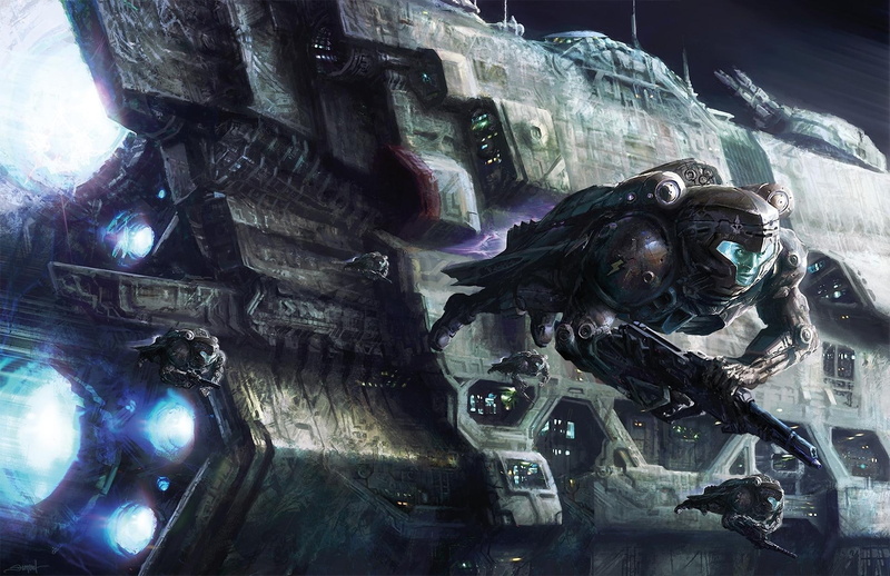 3d and abstract, guns, ship, spacesuits, 1080P, space, marines