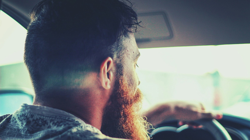 rear view, leisure activity, vehicle Interior, lifestyles, mode of transportation, daytime, 2K, looking, men, young men, close-up, people Traveling, bearded