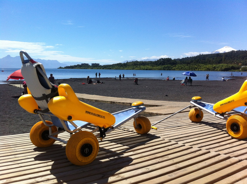 mode of transportation, outdoors, araucanía region, disability, men, landscape, incidental people, beach, yellow, 2K, nature, real people, villarrica lake
