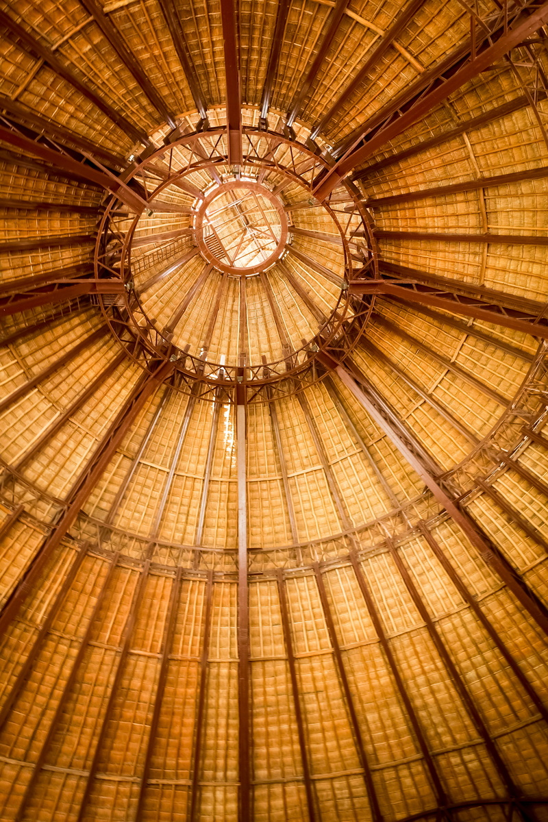 cupola, 5K, thatched, low angle view, built structure, circle, looking up, design, indoors, architectural feature, dome, no people, backgrounds, ceiling