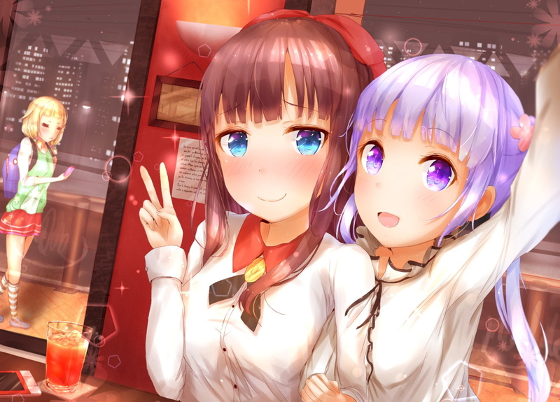 celebration, illuminated, shopping, retail, portrait, for sale, doll, Nene Sakura, looking at camera, women, choice, retail display, Hifumi Takimoto, Aoba Suzukaze