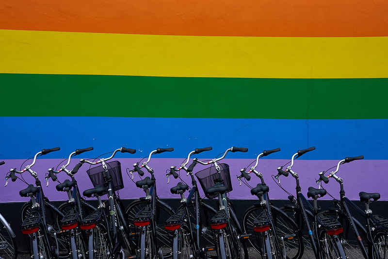art and craft, 4K, pattern, lgbt, multicolored, architecture, repetitive, near, hanging, side by side, nature, wall, no people, flag, overlay, bikes, front