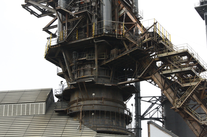 metallurgy, built structure, construction industry, no people, staircase, clear sky, connection, 4K, development, low angle view, fundidora, industry