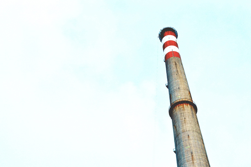 smoke stack, no people, manufacturation, energy, low angle view, tall - high, striped, environment, day, society, structure, nature, manufacture, climatic