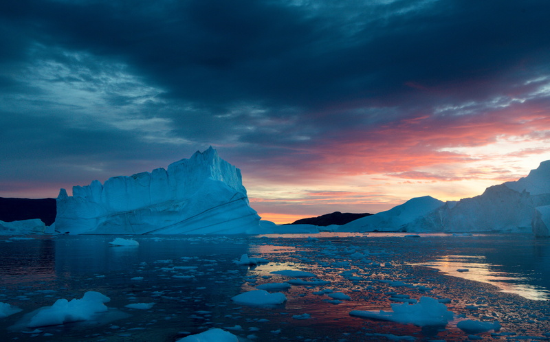 cloud - sky, no people, snow, Atlantic Oceans, 4K, iceberg, sunset, beauty in nature, landscape, ice, berg, winter, environment, tranquil scene, Arctic