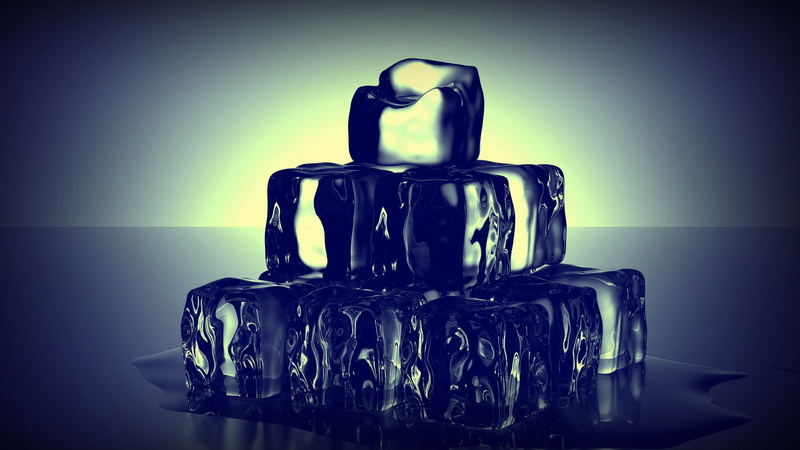 4K, cube, water, blue, ice cubes, dark, ice, white