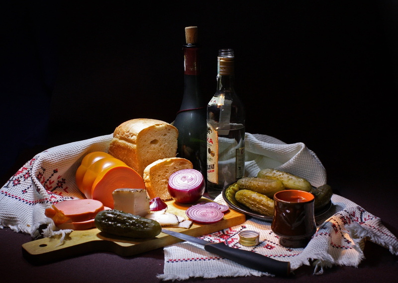 pickles, refreshment, sausages, glass, table, still life, french food, food and drink, red wine, indoors, alcohol, drink, no people, 1080P, bread, breakfast