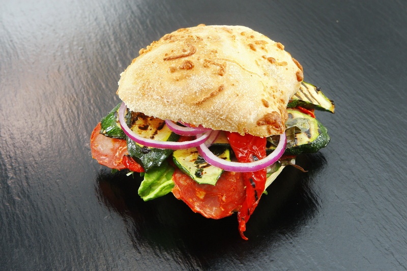 surface, take out food, food, fast food, sandwich, dining, tomato, lettuce, 4K, healthy eating, tomatoes, salami, pepper, meat, mayonnaise, freshness