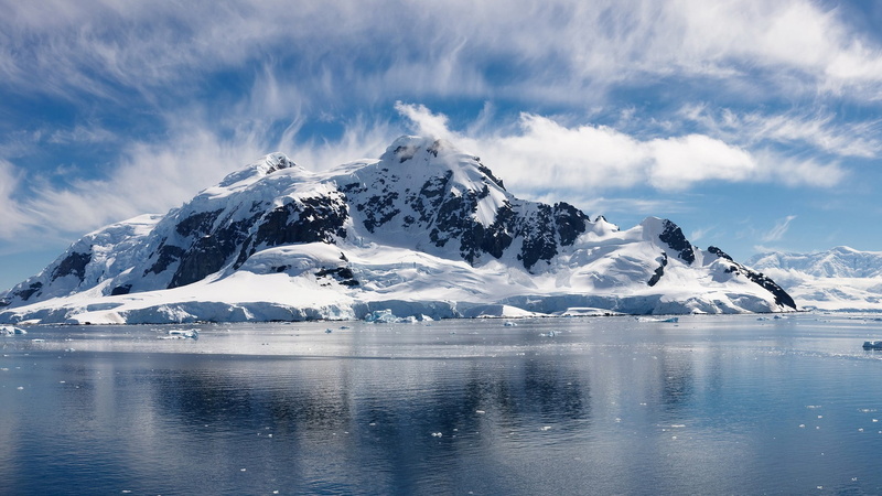 mountain peak, environment, cold temperature, cloud - sky, landscape, scenics - nature, nature, lagoon, sea, snowcapped mountain, mountains, winter, melting