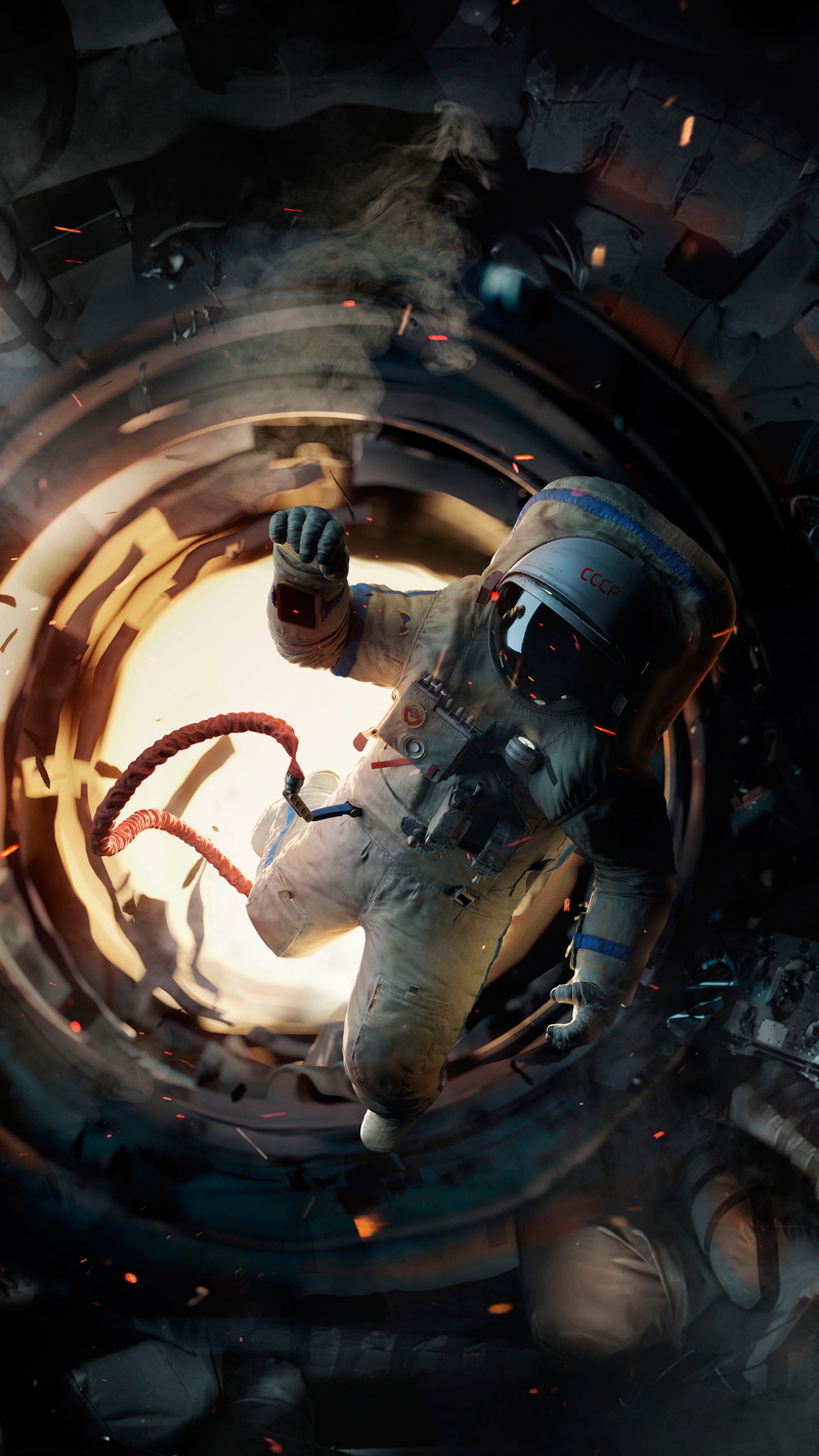 3D, space, USSR, portrait display, space suit, 4K, astronaut