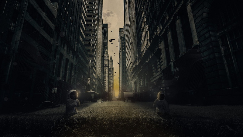 adult, plant, people, women, built structure, Field, lifestyles, building exterior, Street, real people, two people, Dark, architecture, Sci Fi, night