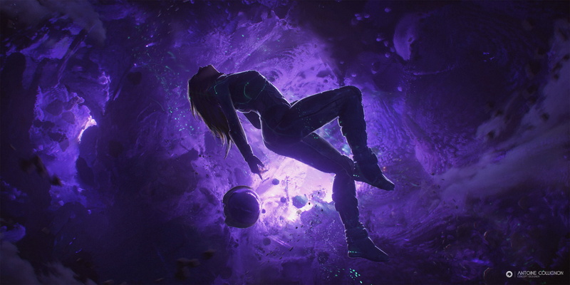 Space, Girl, Women, Space Suit, Sci Fi, Purple, Artistic, 1080P