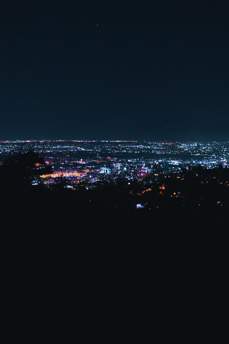 night, space, residential district, city life, nature, sky, outer space, high angle view, dark, full moon, metropolis, aerial view, outdoors, universe