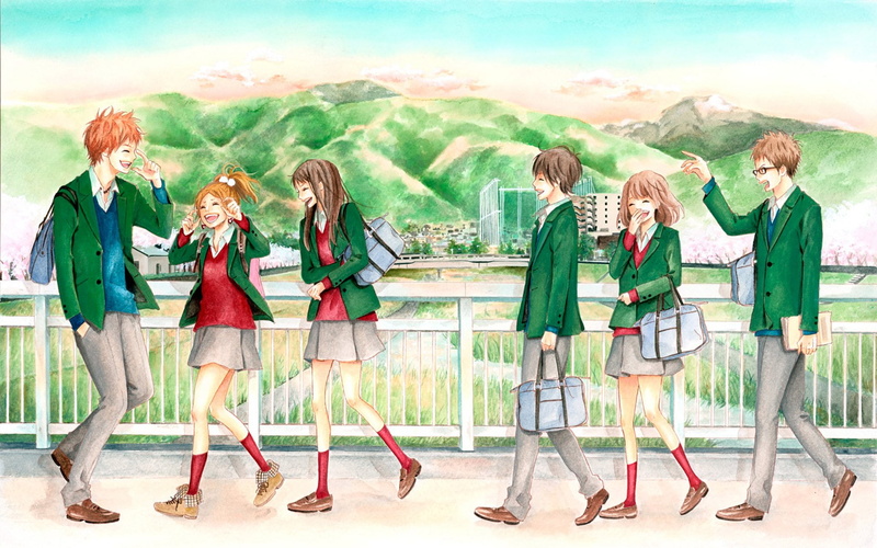 Orange, Hiroto Suwa, child, student, full length, standing, togetherness, males, Kakeru Naruse, Orange (Anime), men, offspring, group of people, adult
