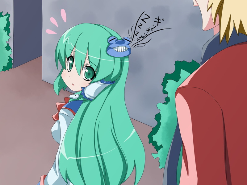 oborotsuki kakeru, look, female, men, creativity, occupation, anime, green hair, adult, green, music, rock music, cartoon, emotion, haired, child, kochiya sanae