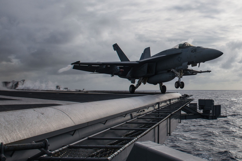airplane, nature, outdoors, water, plane, motion, fighter, vessel, sea, aircraft carrier, nautical vessel, military, day, super hornet, jet, launch, transportation