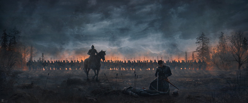 digital art, Evgenij Kungur, war, horse, sword, 1080P, knight, warrior, soldier, artwork, army, arrows