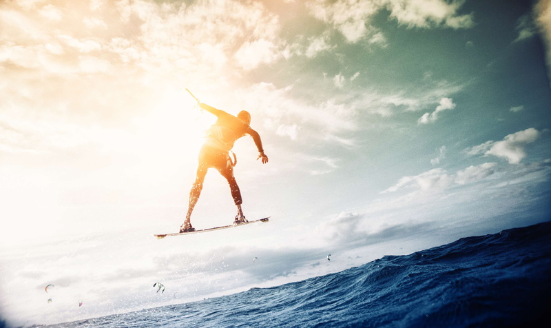 sea, outdoors, clouds, sunset, travel, one person, holiday, splash, leisure, vacations, wakeboarding, recreation, excitement, men, full length, ocean, 4K